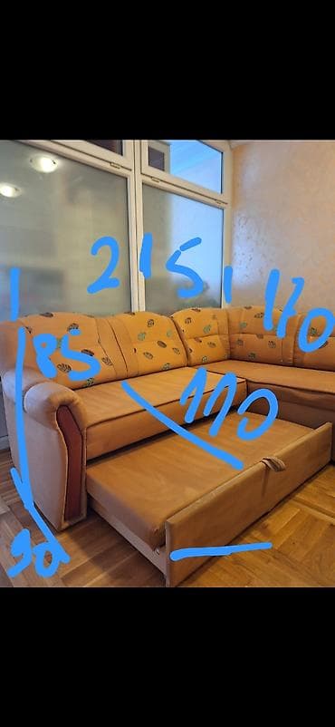 Fotelje: Dobro očuvana Ugaonona garnitura duzina 215x170 desni again sirina 90 — 3