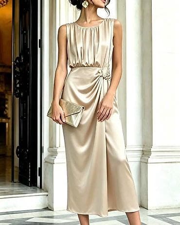Elegantna midi haljina od satenskog materijala Nova kolekcija ✨️