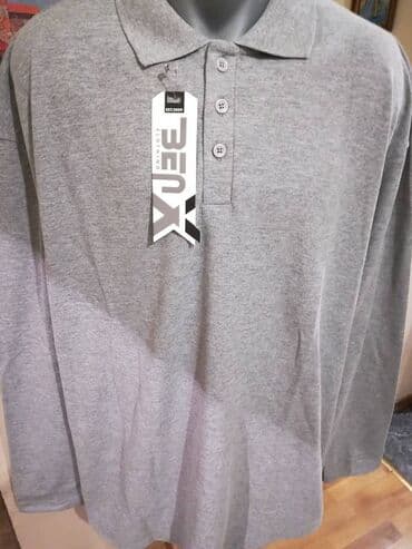 trikotazne pantalone: Nova velika muska pamucna kosulja sa kragnom Benx Svetlo-siva 4XL — 4