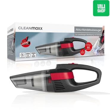 Ručni usisivač "Cleanmaxx" u crno-crvenoj kombinaciji, dizajniran za