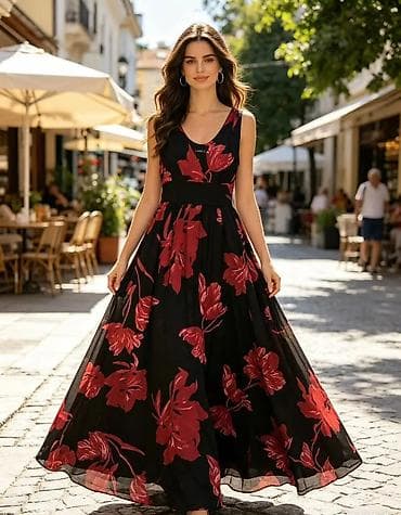 lace front perike: Duga letnja haljina sa cvetnim printom - Kroj: maxi dužina, široka i — 3