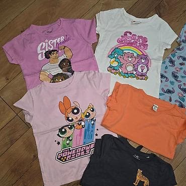 svecane plave haljine: Lot majica za devojčice – 6 komada, kratki rukav, različiti motivi i — 3