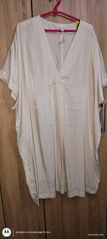 enigma haljine: H&M XL (EU 42), color - Beige, Oversize, Short sleeves — 1