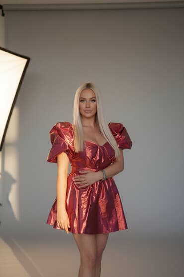 haljina crvena: S (EU 36), bоја - Crvena, Koktel, klub, Kratkih rukava — 1