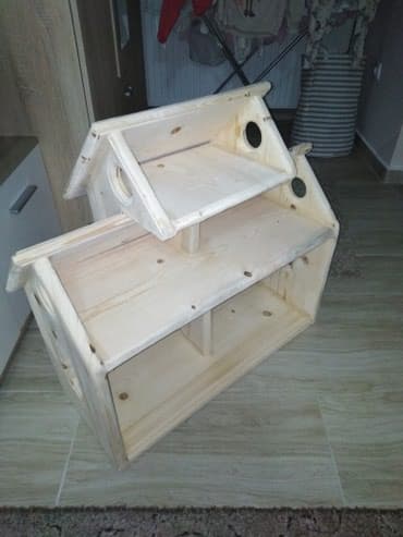 kaput od veštačkog krzna: Kucica za igracke ﻿Novo rucno napravljena kucica od cistog drveta. Bez — 4