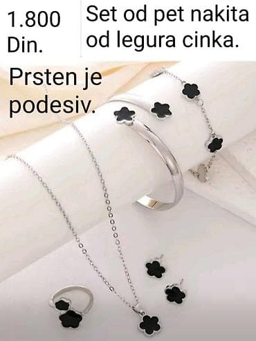 srebro mirkovic: Set od pet komada nakita od legura cinka – elegantan dizajn sa crnim — 1