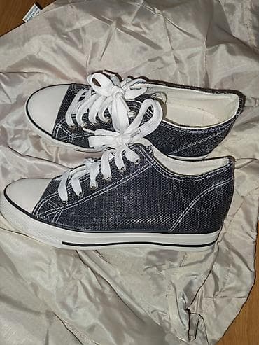 vrecica za pranje patika: Crne platnene patike sa šljokičastim efektom, niskog profila (low-top) — 3