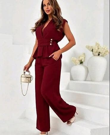 parka s: Ženski elegantni komplet – prsluk top + široke pantalone - Kroj: bez — 6