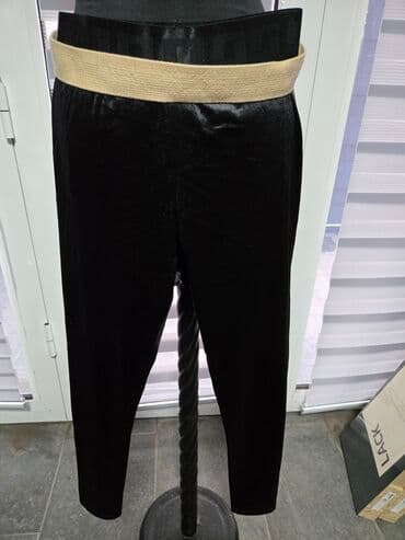 deichmann gumene čizme: Crne ženske pantalone od somota/velura sa elastičnim pojasom u bež — 2