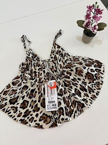 roma m: Ženska lepršava bluzica/maica na bretele sa leopard printom. - Kroj — 2