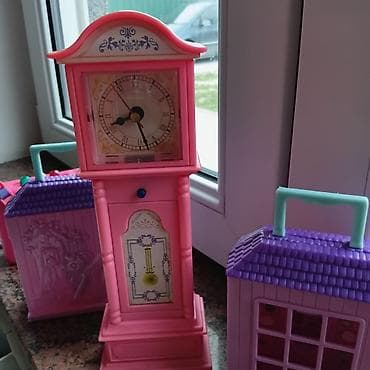 multifunkcionalni stol za igru: Set de igračaka – kućice i stojeći sat - Plastični stojeći sat u roze — 2