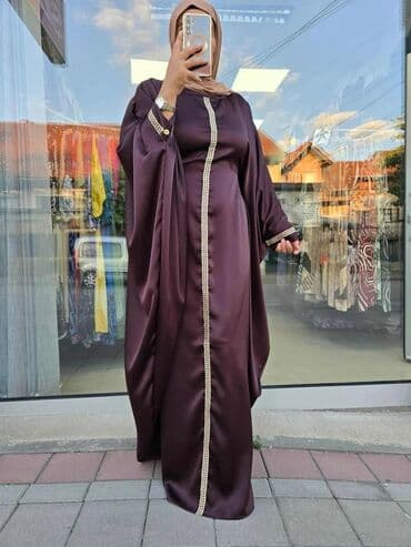 ženske tunike dugih rukava: Moderna ženska kaftan haljina, dostupna u elegantnoj braon i toploj — 2