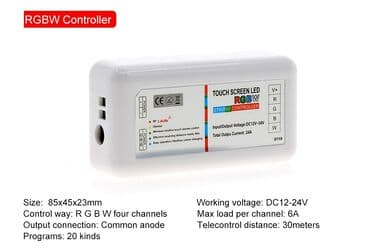 televizori 32 inca: Kontroler + daljinski upravljač za LED traku RGB+W 288W DC12-24V. 24A — 6