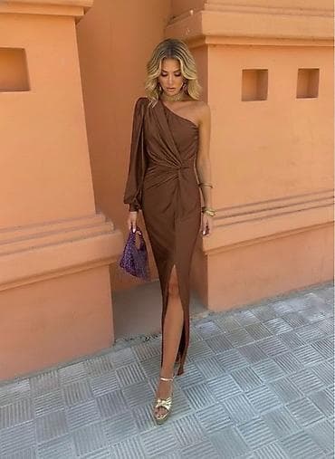 wish haljine: ✅Elegantna jednoramena midi/duga haljina sa čvor-naborima ✅2700 din S — 3