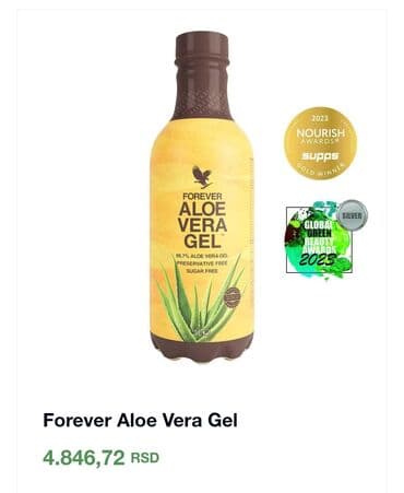 Food products: Forever Aloe Vera Gel – napitak na bazi aloe vere - Sastav: 99,7% — 1