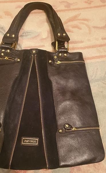 JIMMY CHOO original velika torba, kombinacija prirodne kože i velura -