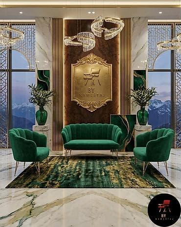 Stilske vitrine: Luksuzni set tapaciranog nameštaja – zelena kolekcija Velvet Emerald — 1