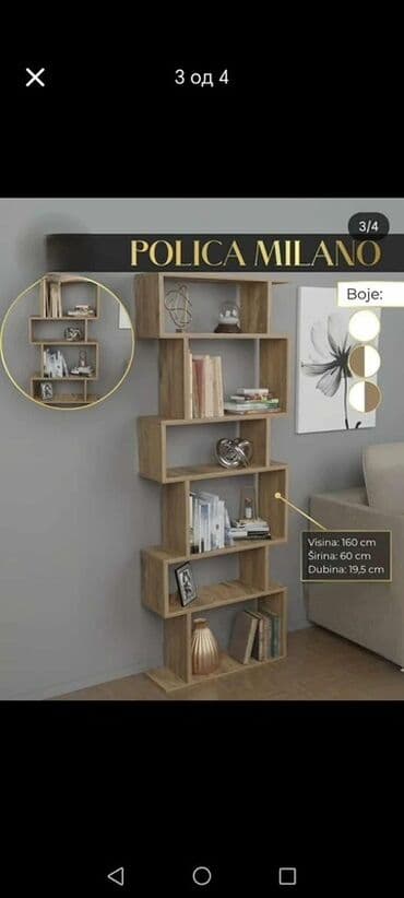 Ormari: Polica MILANO – moderan vertikalni regalski sistem sa stepenastim — 1