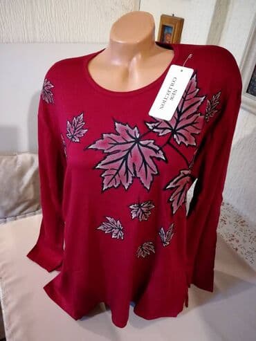 c a tunike: 3XL (EU 46), Viscose, Floral, Single-colored, color - Burgundy — 3