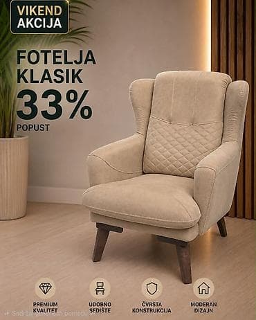 Fotelja Klasik – moderno dizajnirana naslonjača sa visokim naslonom i