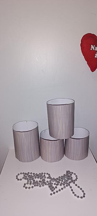 Set od 4 sive dekorativne abažure za lampe - Materijal: tanki