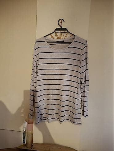 Men's Clothing: Prugeasta majica dugih rukava - Boja: svetlosiva osnova sa tankim — 1