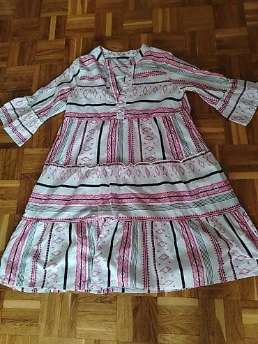 asimetricne bluze: Boho haljina sa etno printom - Model: lepršava, A-kroja sa volanima u — 4