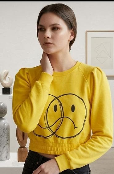 ivko clothing: Ženska žuta dukserica sa printom - Boja: jarko žuta - Kroj: skraćeni — 1