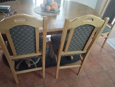 Trpezarijski set – drveni sto sa šest stolica - Sto: masivno drvo na lalafo.rs Trpezarijski set – drveni sto sa šest stolica - Sto: masivno drvo