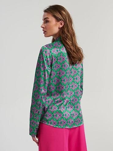 suknja za tenis: Ženska košulja sa dugim rukavima i printom - Model: klasična košulja — 2