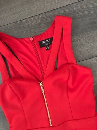 haljine od rebrastog pamuka: Guess XS (EU 34), color - Red, Cocktail, With the straps — 10