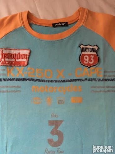 havajske majice: Interesantna sportska plava majca sa narandžastim rukavima, kvalitetan — 1