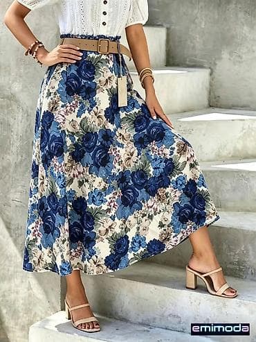 bluze ispod sakoa: Duga cvetna suknja A‑kroja - Elegantna, lepršava maxi dužina sa — 4