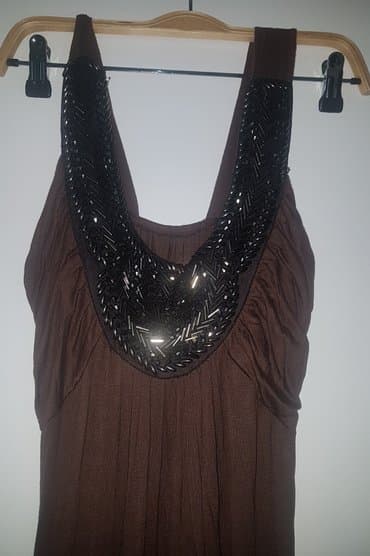 leprsave duge haljine: S (EU 36), color - Brown, Cocktail, With the straps — 3
