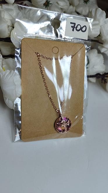 naocare za motor: Ogrlica sa priveskom „Drvo života” – roze-zlatni ton - Lančić: fino — 4