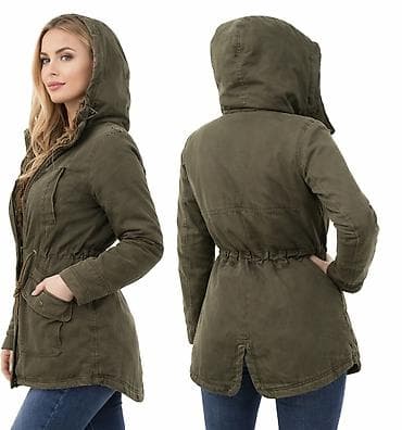 Men's Clothing: Ženska parka jakna sa kapuljačom – maslinasto zelena - Topla — 2