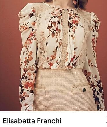 Bluze: Elisabetta FRANCHI bluza svečana, kao košulja sa čipkom. Cvetni dezen — 10