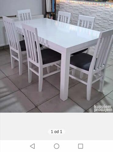 Sets of table and chairs: Sto kocka Dimenzije: 40 Tabla od medijapaba a nogari bukovi Stolice — 1