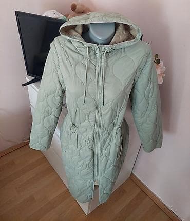 michael kors jakne: Ženska prošivena jakna/kaput sa kapuljačom – mint/žutozelena nijansa — 4