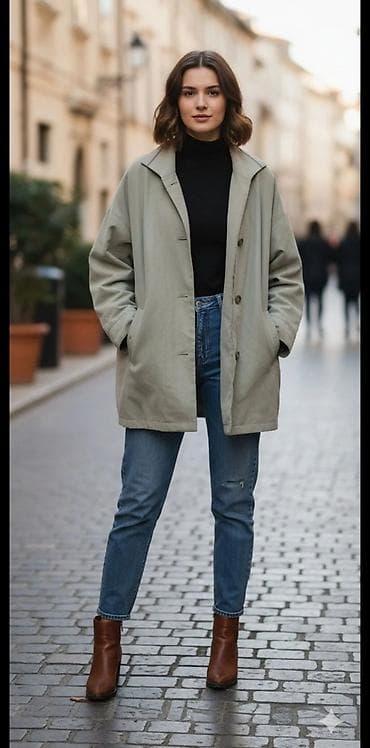 Ženska prolazna jakna/kaput u svetlosivoj nijansi. - Kroj: ravna — 1