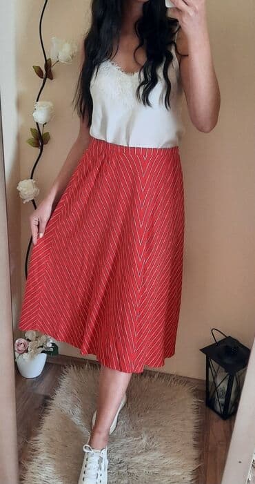 Skirts: M, Midi, color - Red — 3