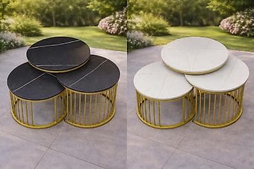 klub stolovi stilski: 🪑✨ Set modernih stolića MILANO – 3 komada – imitacija mermera 🏡 — 2