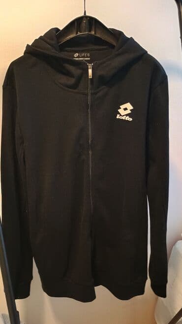 Sweatshirt, M (EU 50), Lotto, color - Black, With a hood