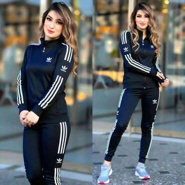 ženska trenerka adidas: Crni ženski komplet trenerke, sa gornjim delom na rajsferšlus i donjim — 2