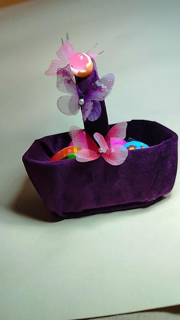 Rasveta: Uskršnja dekorativna korpa sa jajima - Elegantna, meka korpa obložena — 3