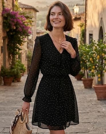 liu jo darina s: Elegantna crna haljina na tufne - Kroj: A-linija, dužina iznad — 1