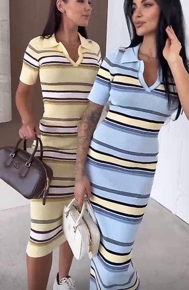 sinsey haljine: ✅Rastegljiva prugasta midi haljina sa kragnom
✅1900 din — 3