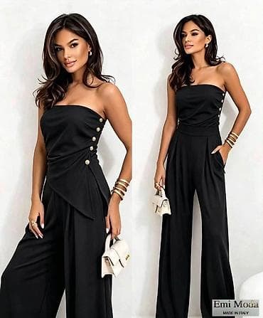 kombinezoni 2023: Ženski elegantni kombinezon bez naramenica – Emi Moda, Made in Italy — 1