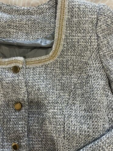 Jackets, Coats, Vests: Sivi sako od tvida u S velicini. Siven po uzoru na chanel model — 3