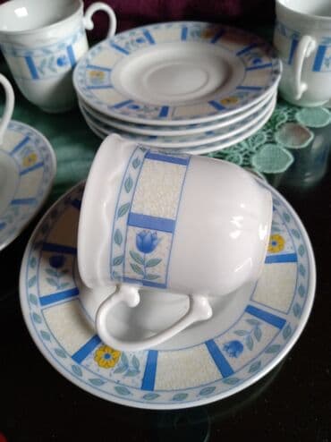 Kuhinjski setovi: Soljice nove za kafu,Donna,porcelanske. Komada. 6. Tacne. 12cm — 4